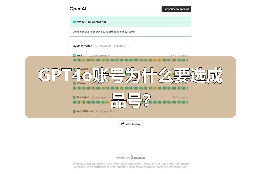 GPT4o账号为什么要选成品号?
